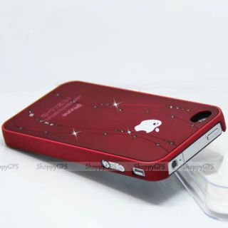 Red Glitter Wicker Crystal Diamond Case Cover Skin Apple iPhone 4S 4 4G