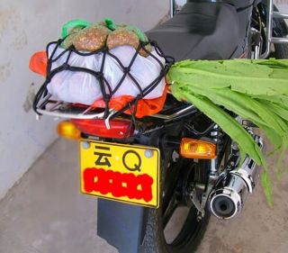 Motorbike Motorcycle 6 Hooks Hold Down Helmet Cargo Luggage Mesh Net Bungee Blue
