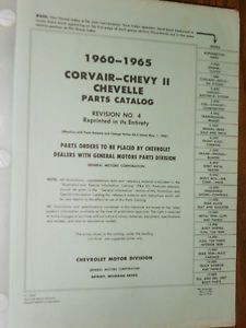 1960 1965 Chevy Corvair Chevy II Nova Chevelle Parts Catalog Original Boo