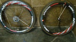 American Classic Carbon 58 Tubular Road Bike Wheels Wheelset Continental Tires