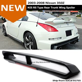 For 03 08 Nissan 350Z NIS RS Style Black Rear Trunk Wing Spoiler LED Brake Light