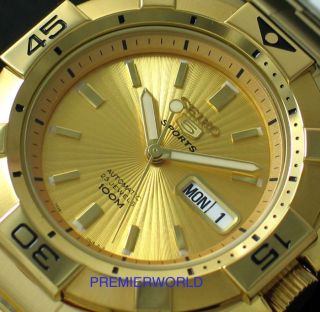 Seiko Sports Automatic Seamaster 100M Gold Watch SNZH08 on PopScreen