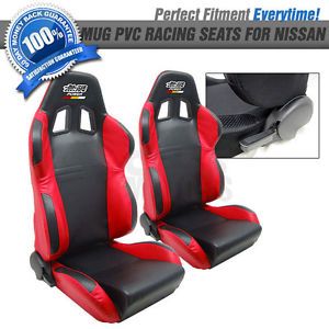 Pair of RS Type PVC Leather Racing Seats Black Red Nissan Mug