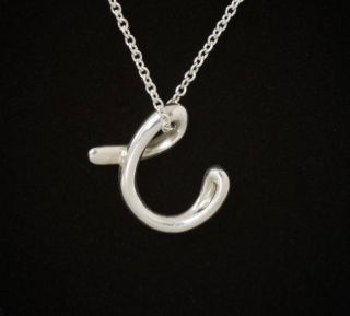 Tiffany Co Elsa Peretti Sterling Silver Letter "C" Pendant Necklace