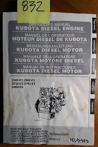 Kubota Z482 E3 Z602 E3 D722 E3 D782 E3 D902 E3 Diesel Engine Operator's Manual
