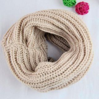 Fashion Women Men Winter Warm Infinity 1 Circle Cable Knit Cowl Neck Scarf Shawl