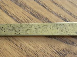 Kalamazoo MI Antique Brass Sword Letter Opener Advertising C 1890'S