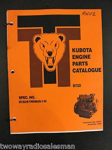 Kubota D722 Series Diesel Engine Parts Manual Thomas Skid Steer
