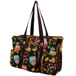 Cute Owl Print Travel Caddy Organizer Tote Bag