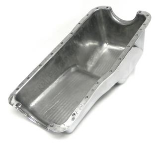 65 87 SBF Ford Polished Aluminum Oil Pan Retro Finned Front Sump 260 289 302