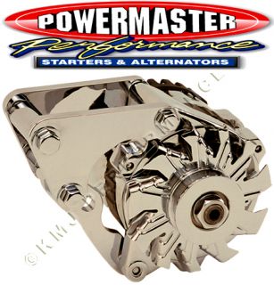 Powermaster 8 17926 Low Mount Alternator Kit Chrome Small Block Chevy 100A SBC