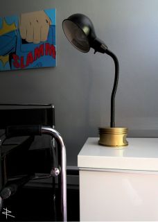 J Cobs Black Gold Goosneck Jielde Aviation Art Aviator Piston Task Desk Lamp
