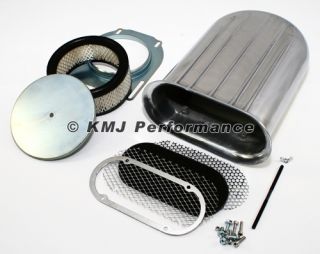 Polished Aluminum Hilborn Style Carburetor Wide Fin Air Cleaner Hood Scoop Kit