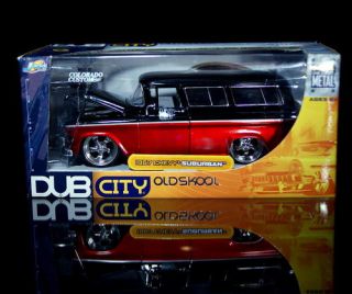1957 Chevy Suburbank Dub City Old Skool Diecast 1 24 Scale Red Black