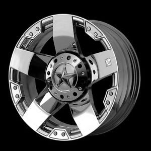 20" XD Rockstar Chrome with 40x15 50x20 Nitto Mud Grappler MT Tires Wheels Rims