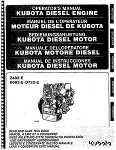 Kubota Diesel Engine Motor Manual for Z482 E D662 E D772 E in Five Languages