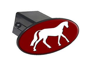 Horse White on Brown 2" Tow Trailer Hitch Cover Plug Insert