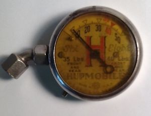 Vintage 30s 40s Old US Tire Air Pressure Gauge Brass Hupmobile Auto Accessory