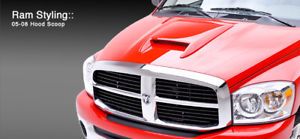 02 08 Dodge RAM Truck 3DCARBON Urethane SRT10 Style RAM Air Hood Scoop Unpainted