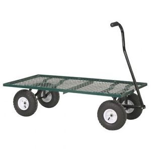 New Steel Mesh Deck Wagon Garden Cart w 10" Turf Tires