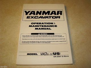 Yanmar Vio 20 2 US Excavator Factory Operation Maintenance Manual 20501 Up