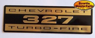 64 65 66 67 Chevelle Embossed 327 Aluminum Valve Cover Decal Pair