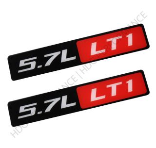 Pair of 5 7L LT1 Engine Red Black Sticker Decal Bumper Emblem Fender Badge
