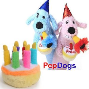 Multipet Singing Birthday Cake Musical Sound or Squeaky Loofa Dog Puppy Toy