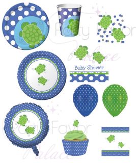 Turtle Baby Shower 1st Birthday Cups Plates Napkins Confetti Cupcake Table Cover