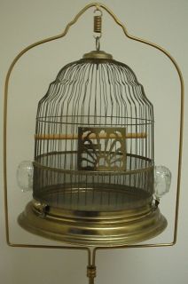 Vintage Antique Brass Bird Cage Stand