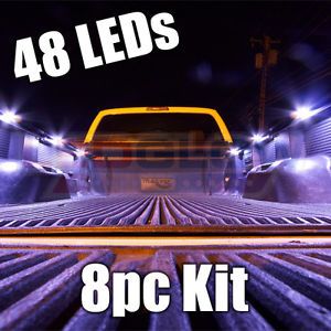 8PC Ledglow Truck Bed White LED Lighting Light Kit for Chevy Dodge Ford Trucks