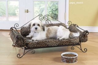 1 Safari Leopard Print Pet Bed Wrought Iron Frame Dog Cat Luxurious Retreat New
