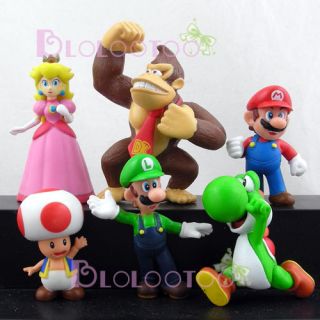 Set Nintendo Super Mario Bros Yoshi Donkey Figure 6pcs