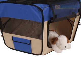 New 45" Medium 2 Door Playpen Pet Puppy Dog Cat Tent Crate Exercise Kennel Blue