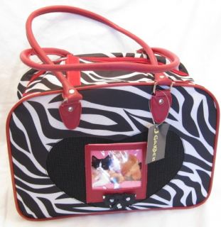 Pet Carrier Small Animal Tote Bag Cat Dog Travel Case New Zebra Pink