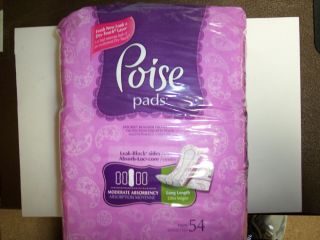 Poise Pads Long Length Leak Block Sides Absorb Loc Core Mod Absorb 54 Pads New