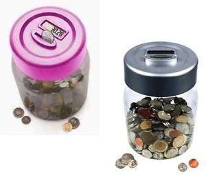 LCD Money Saving Jar Digital Coin Counter Cash Saver Bank Piggy Box Bottle Tin