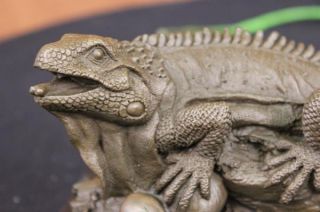 Pure Bronze Iguana Lizard Reptile Genuine Hot Cast Art Deco Statue Sculpture