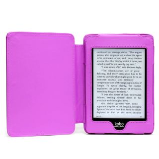 August Lion® Purple Genuine Leather Cover Case for New Kobo Glo