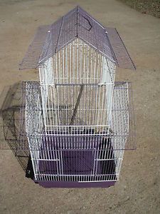 Vintage Wire Plastic Bird Cage with Two Perches Birdcage Parakeet