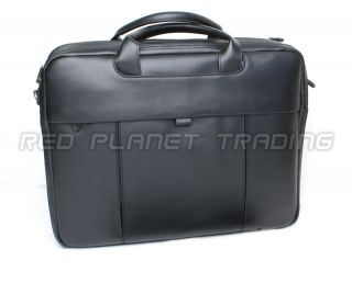 Genuine Dell Black Leather Laptop Notebook Carry Case Briefcase W0FCT 15 6"