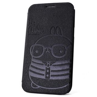 Cute Rabbit Flip Cover Leather Case Card Pouch Black Samsung Galaxy Note 2 II