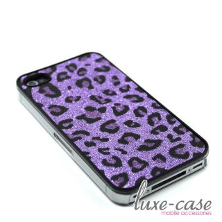 Leopard Animal Print Cheetah Glitter Sparkly Bling Purple iPhone 4 4S Case Cover