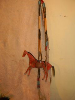 Plains Painted Rawhide Horse Trade Bead Necklace