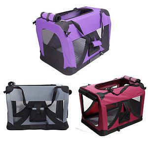 Gray Purple Portable Pet Dog Cat House Soft Travel Crate Carrier Cage Kennel US