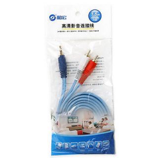 Stereo 3 5mm to 2 RCA Male Plug Audio Cable Adapter 1 5M Fr PC Laptop  TV DVD
