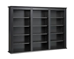Black Triple Wall Mount 532 CD DVD Media Storage Cabinet WS Adjustable Shelves