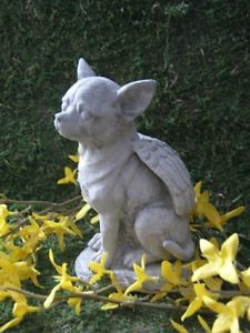 Chihuahua Angel Statue Pet Memorial Concrete