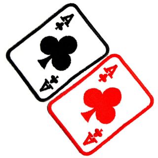 I0115 UPICK Clubs Game Card Casino Aces Iron on Patch 2x3" Embroidered Appliques
