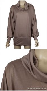 Womens Long Sleeve Casual T Shirt Tops Mini Dress Blouse Ruff Neckline Sexy 160